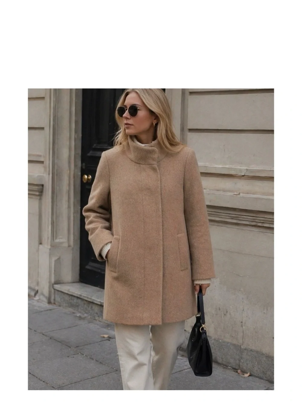 J. Crew Camel Wool-Blend Stand Collar Pea Coat